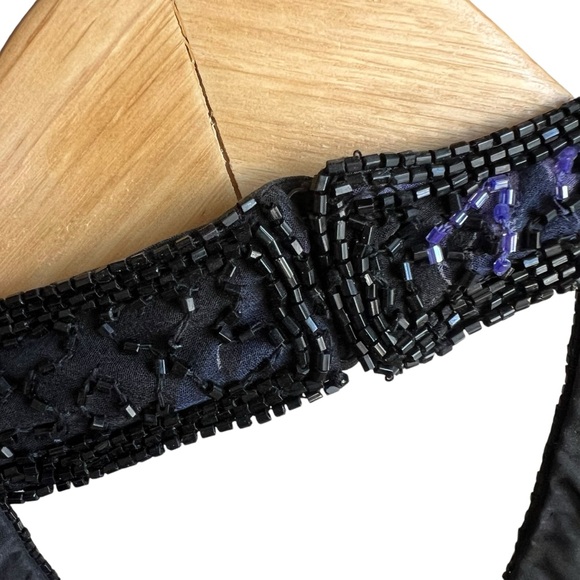 Vintage Andretta Donatello Hand Beaded Black/Purple Halter Backless Top Large - Picture 6 of 9